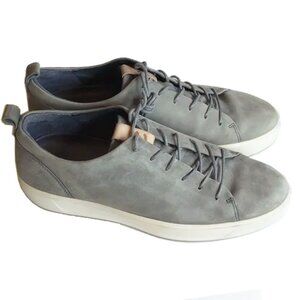 Ecco Soft 8 Suede Lace Up Sneakers 45 11 Medium Gray Leather Loafers